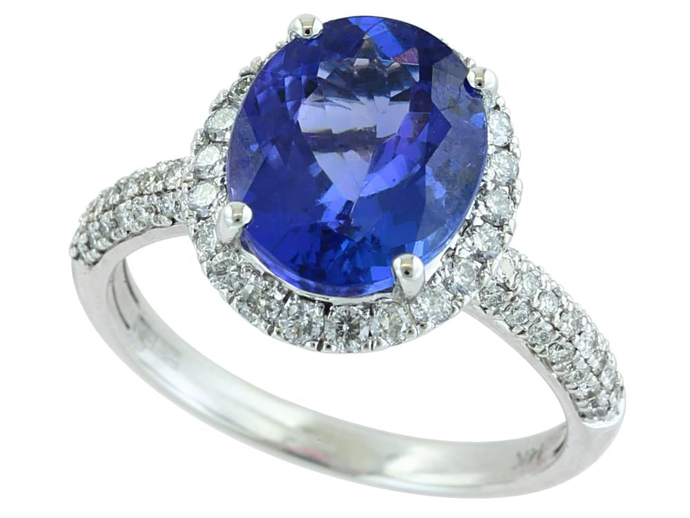 EFFY 14K WHITE GOLD DIAMOND,TANZANITE RING