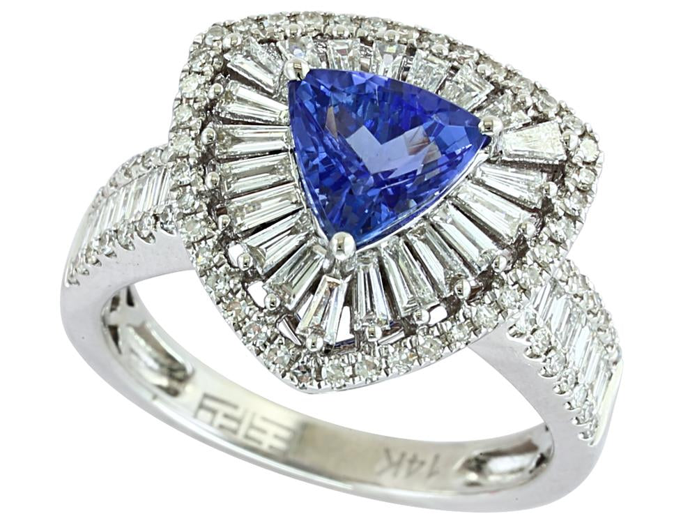EFFY 14K WHITE GOLD DIAMOND,TANZANITE RING