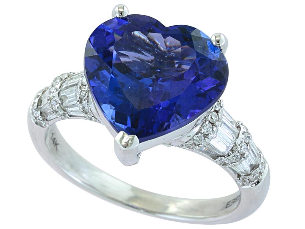 EFFY 14K WHITE GOLD DIAMOND,TANZANITE RING