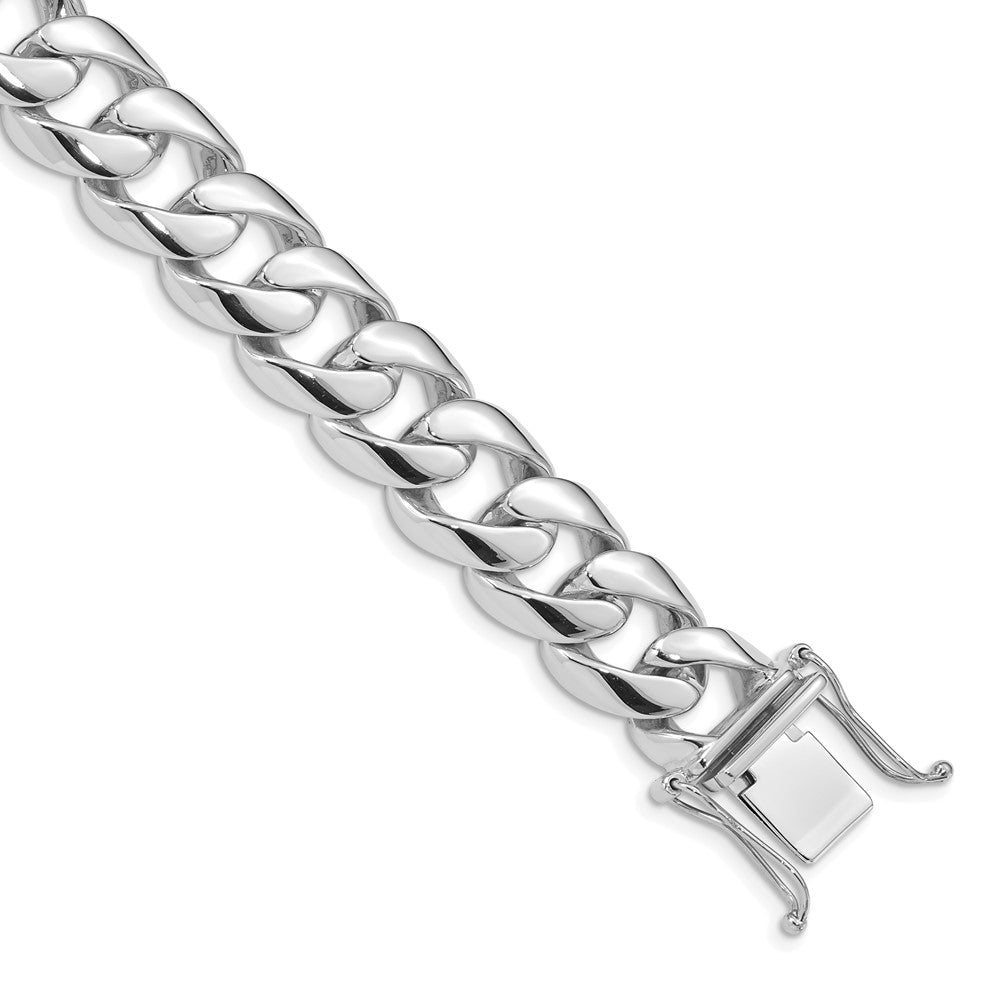 14k White Gold 13.4mm Hand-polished Rounded Curb Link (Per Inch)