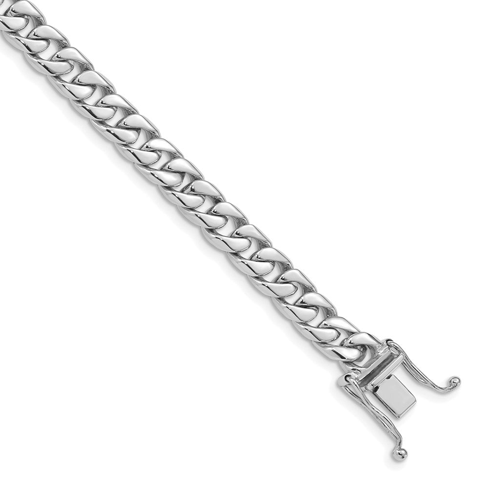 14k WG 6.8mm Hand-polished Flat Beveled Curb Link (Per Inch)