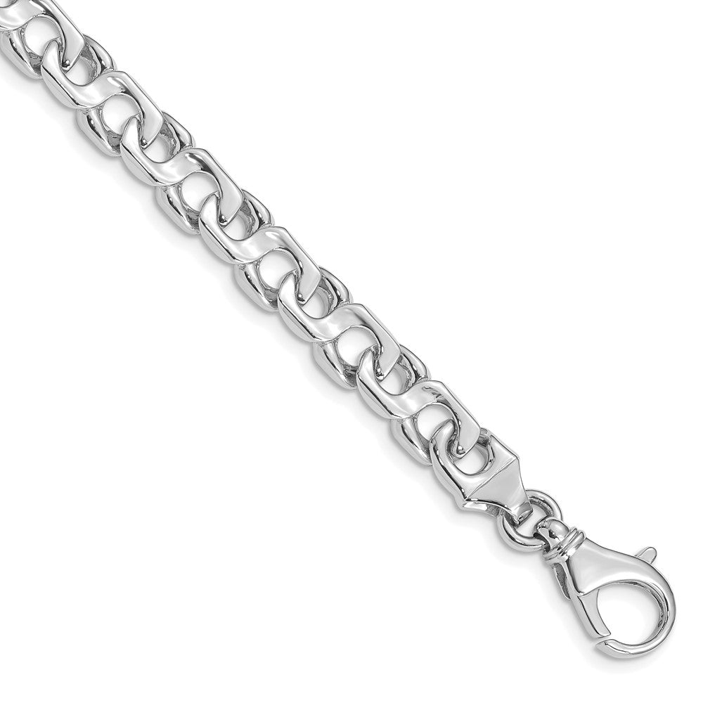 14K White Gold 7.4mm Hand-polished Fancy Link (Per Inch)
