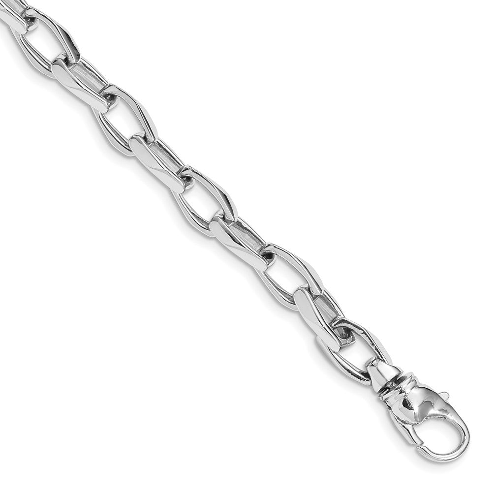 14K White Gold 6.8mm Hand-polished Fancy Link (Per Inch)