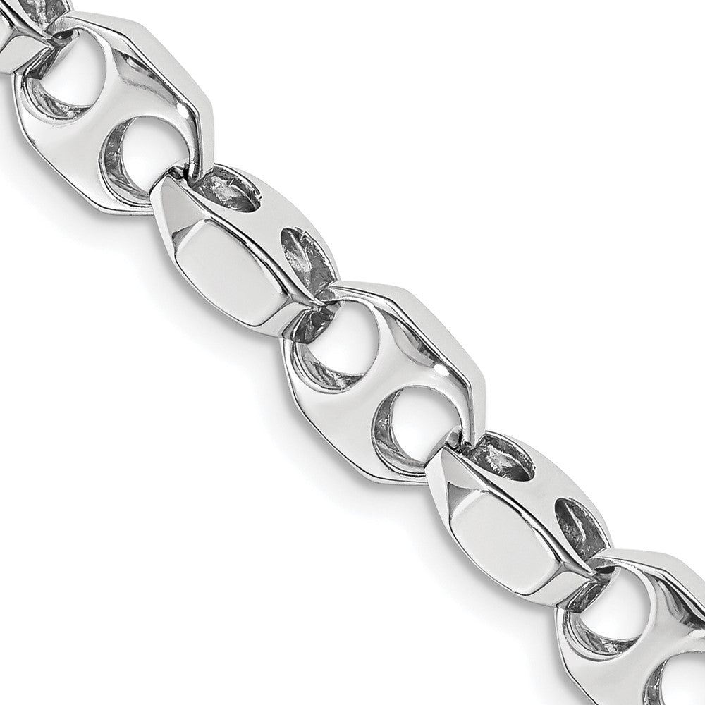 14k White Gold 7.2mm Hand-polished Fancy Link Chain