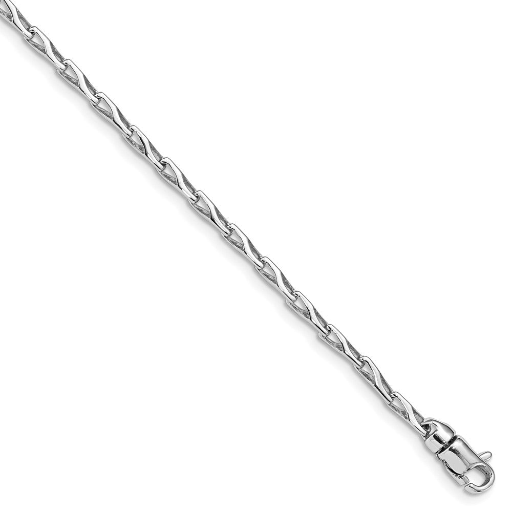 14K White Gold 2.75mm Hand-polished Fancy Link (Per Inch)