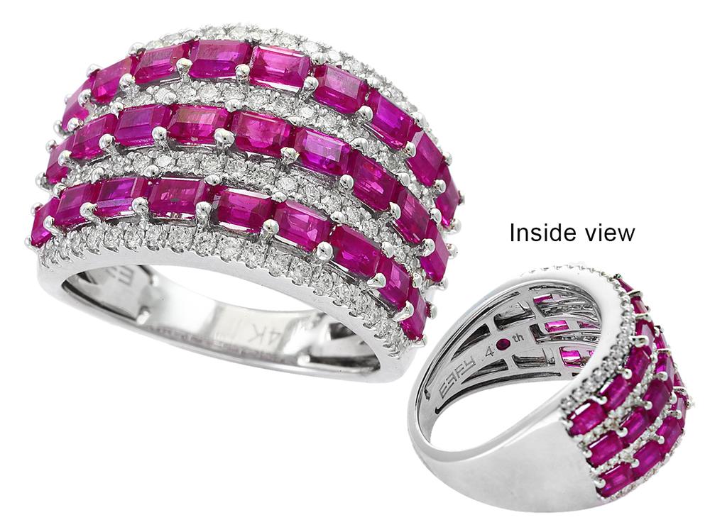 EFFY 14K WHITE GOLD DIAMOND,NATURAL RUBY RING