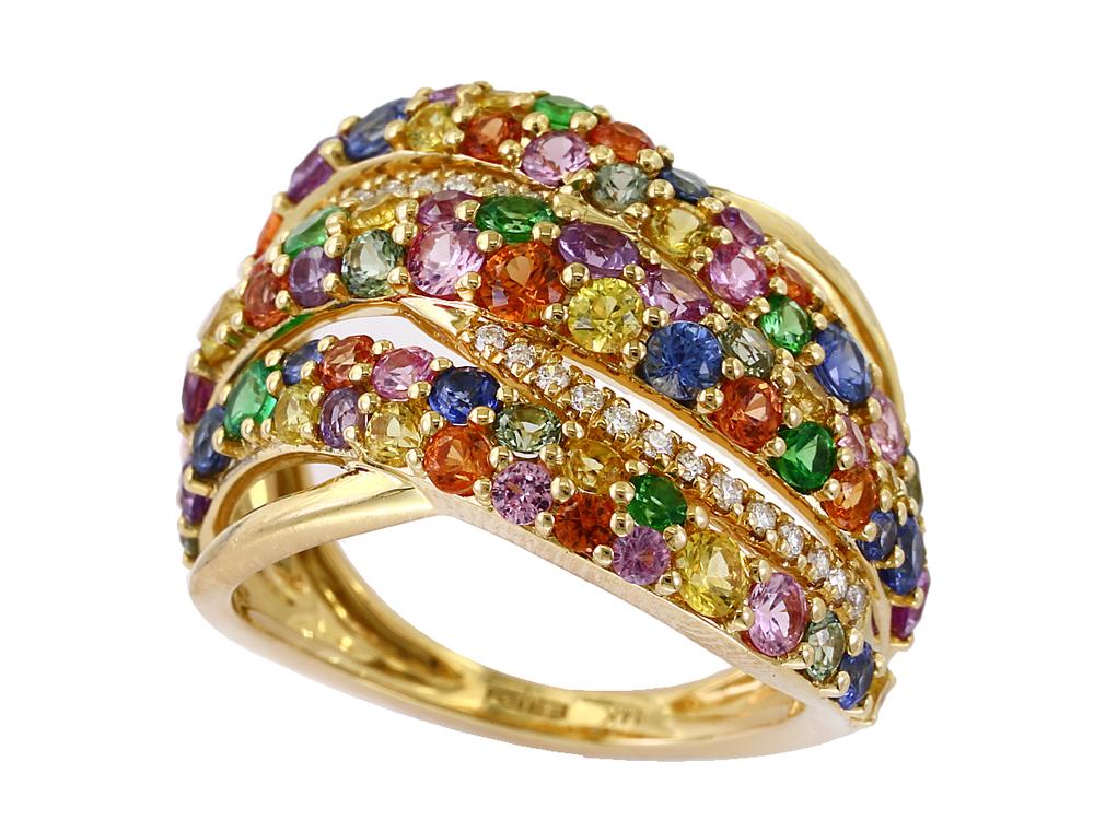 EFFY 14K YELLOW GOLD DIAMOND,GREEN SAPPHIRE,ORANGE SAPPHIRE,PINK SAPPHIRE,NATURAL SAPPHIRE,PURPLE SAPPHIRE,TSAVORITE,YELLOW SAPPHIRE RING