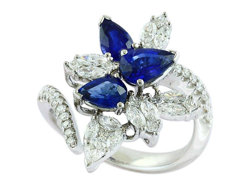 EFFY 14K WHITE GOLD DIAMOND,NATURAL SAPPHIRE RING