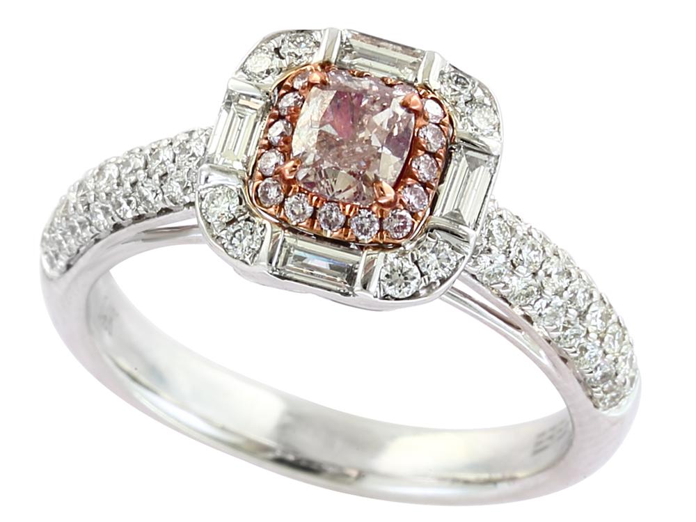 EFFY 14K WHITE and ROSE GOLD DIAMOND,PINK DIAMOND RING (WITH 0.39CT CENTER SIZE) CENTER SIZE: 0.39CT