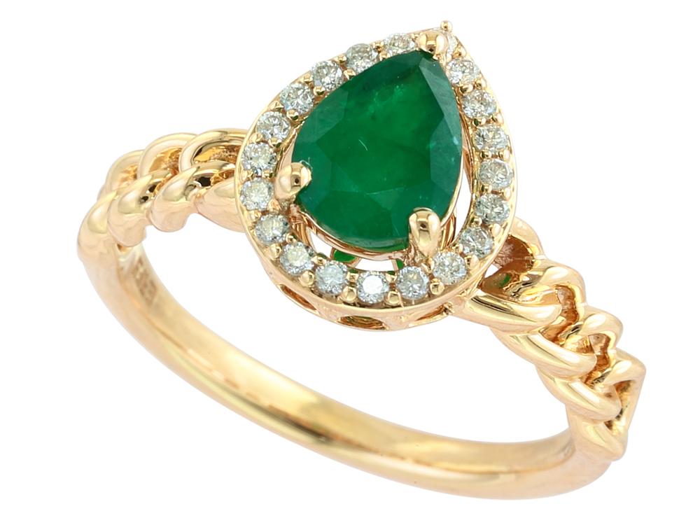 EFFY 14K YELLOW GOLD DIAMOND,NATURAL EMERALD RING