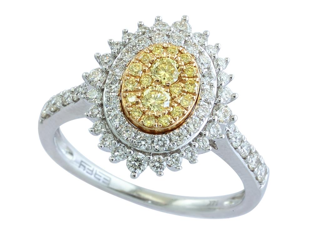 EFFY 14K WHITE and YELLOW GOLD DIAMOND,NATURAL YELLOW DIAMOND, RING