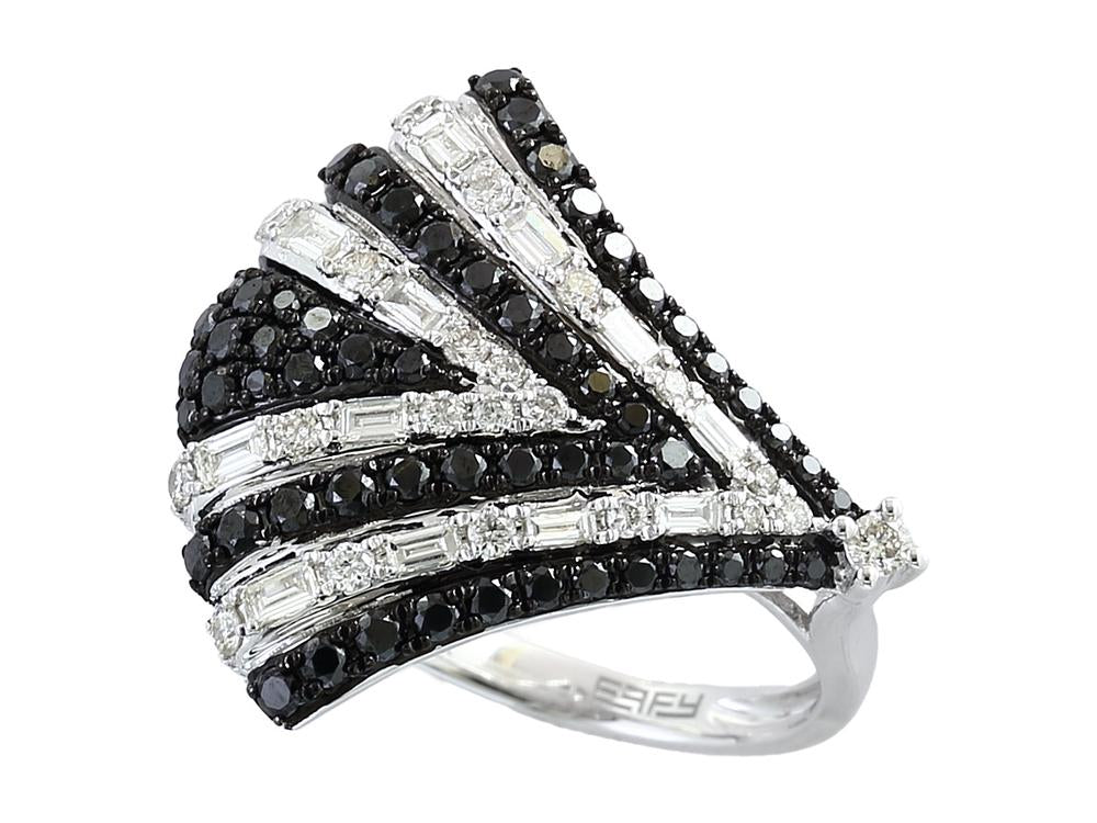 EFFY 14K WHITE GOLD DIAMOND,BLACK DIAMOND RING