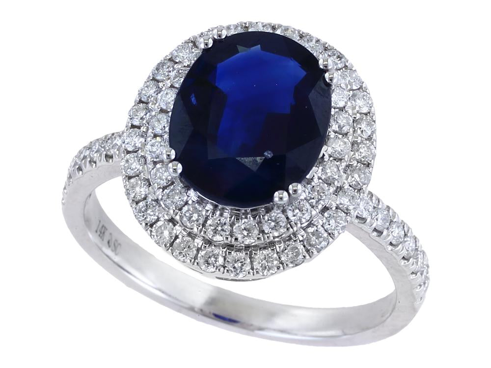 EFFY 14K WHITE GOLD DIAMOND,NATURAL SAPPHIRE RING