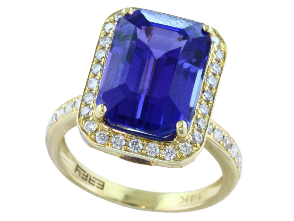 EFFY 14K YELLOW GOLD DIAMOND,TANZANITE RING