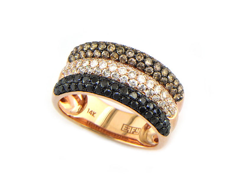 EFFY 14K ROSE GOLD DIAMOND,BLACK DIAMOND,ESPRESSO DIAMOND RING