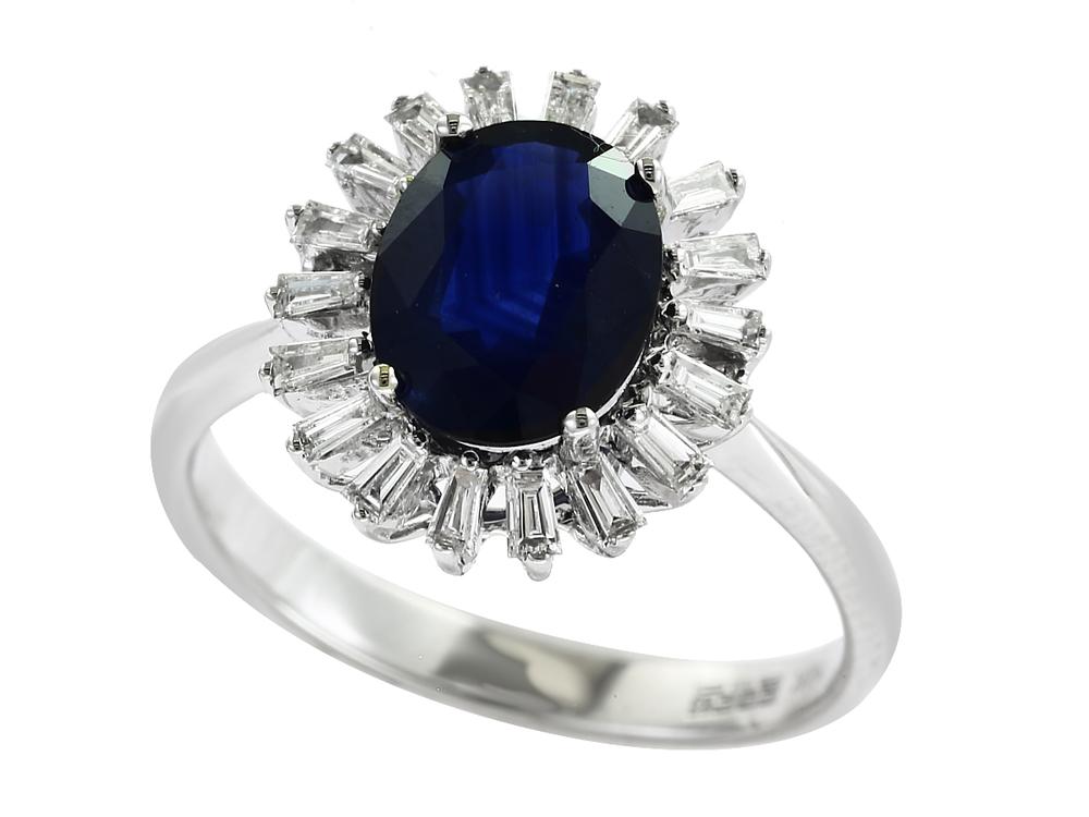EFFY 14K WHITE GOLD DIAMOND,NATURAL SAPPHIRE RING