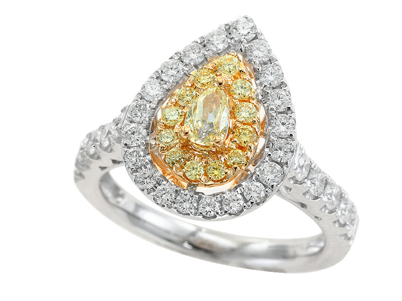 EFFY 18K WHT/YLW GLD DIAMOND,NATURAL YELLOW DIAMOND RING (WITH PS 5X3 CENTER SIZE) SIZE 6 CENTER SIZE: PS 5X3