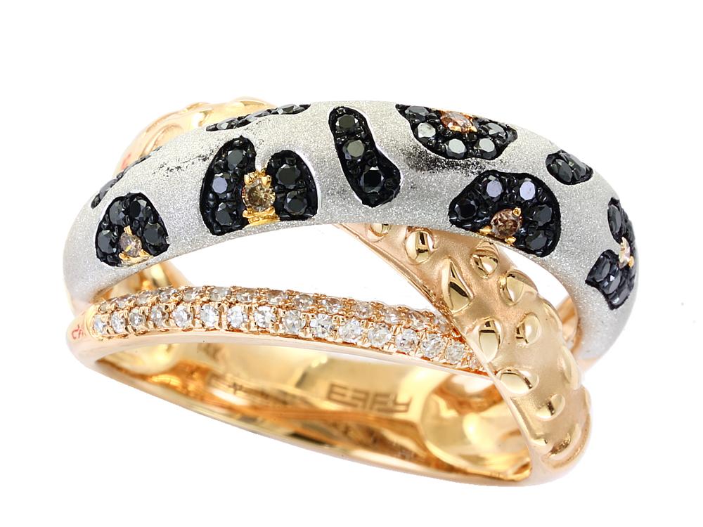 EFFY 14K WHITE and YELLOW GOLD DIAMOND,BLACK DIAMOND,ESPRESSO DIAMOND RING