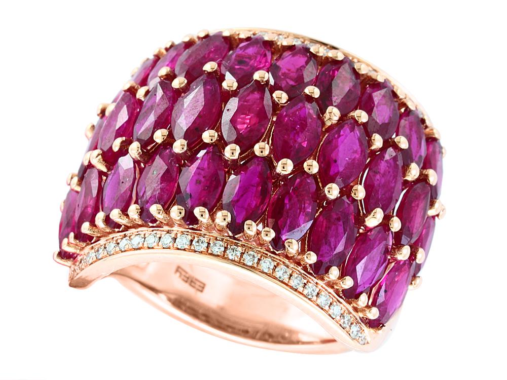 EFFY 14K ROSE GOLD DIAMOND,NATURAL RUBY RING