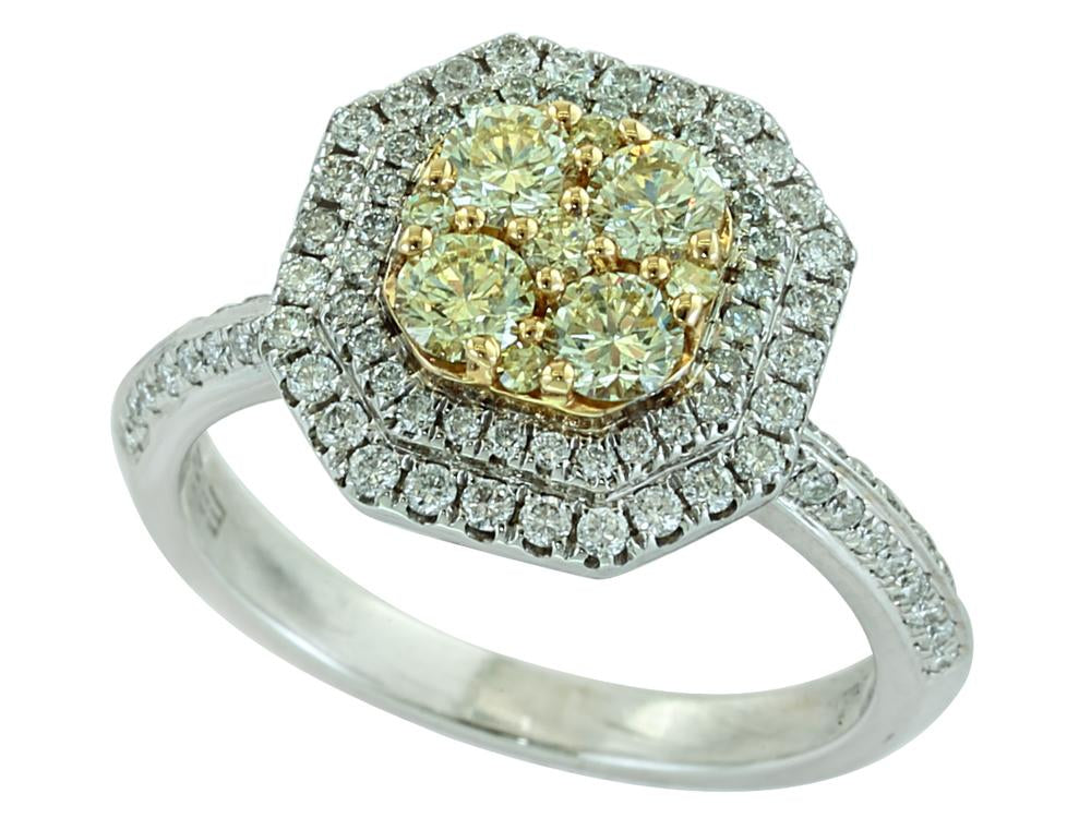 EFFY 14K WHITE and YELLOW GOLD DIAMOND,NATURAL YELLOW DIAMOND RING