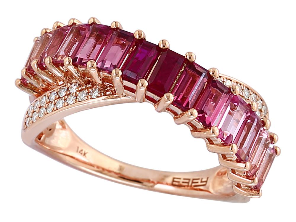EFFY 14K ROSE GOLD DIAMOND,NATURAL RUBY RING