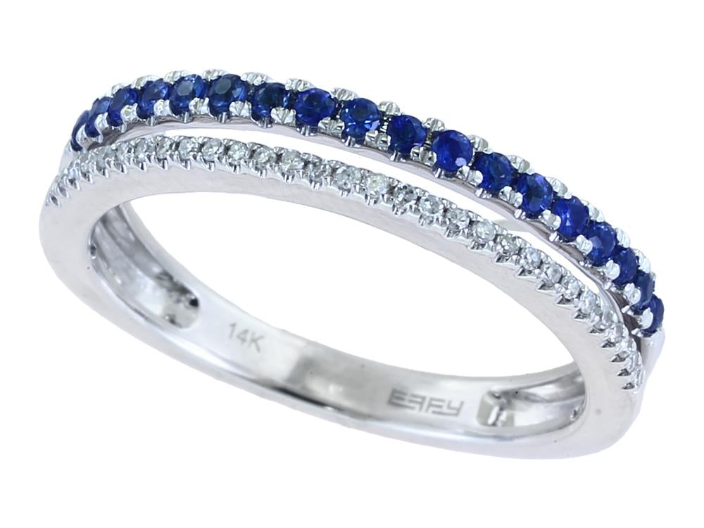 EFFY 14K WHITE GOLD DIAMOND,NATURAL SAPPHIRE RING