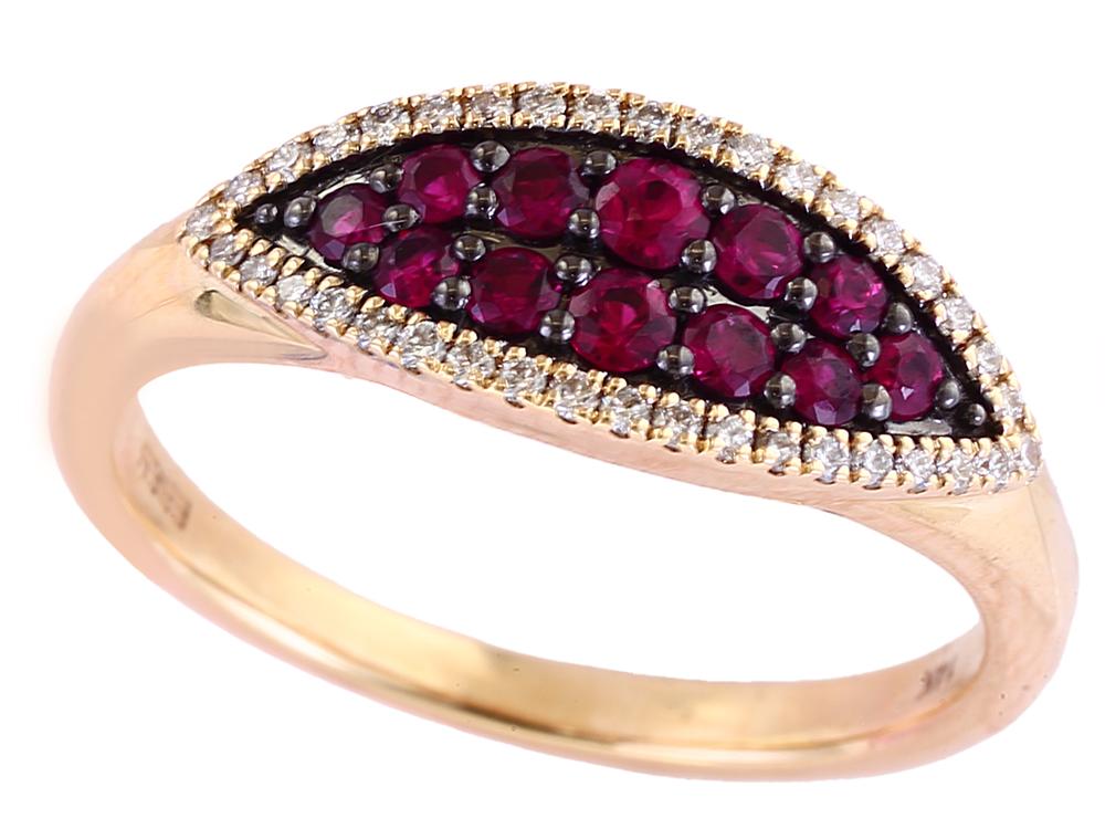 EFFY 14K YELLOW GOLD DIAMOND,NATURAL RUBY RING