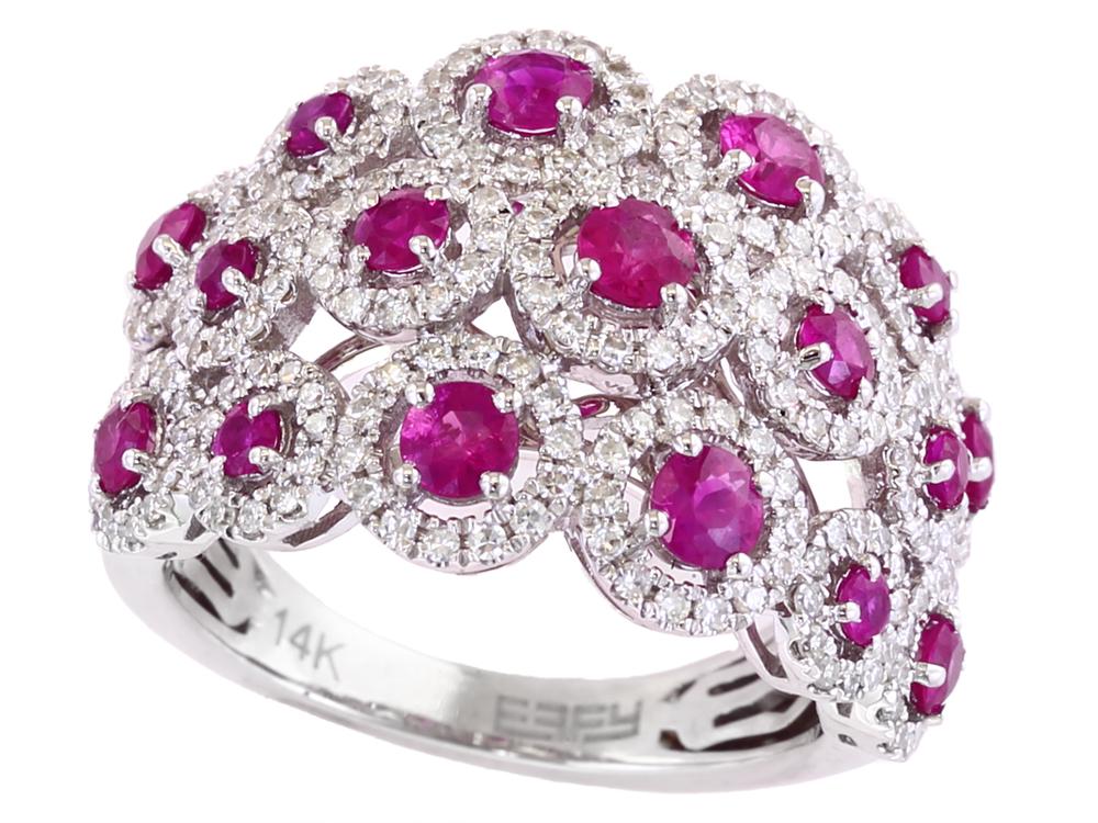EFFY 14K WHITE GOLD DIAMOND,NATURAL RUBY RING