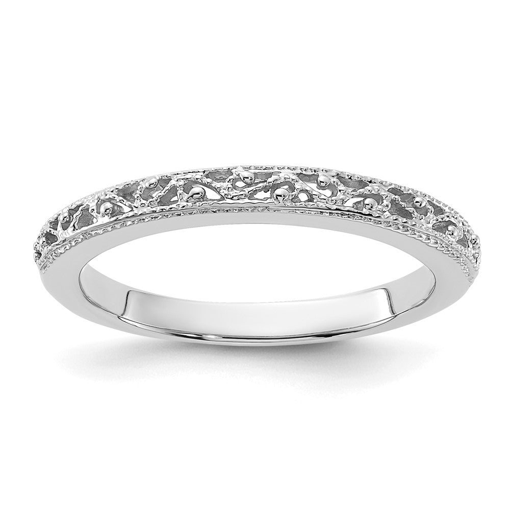 14k White Gold Filigree Band