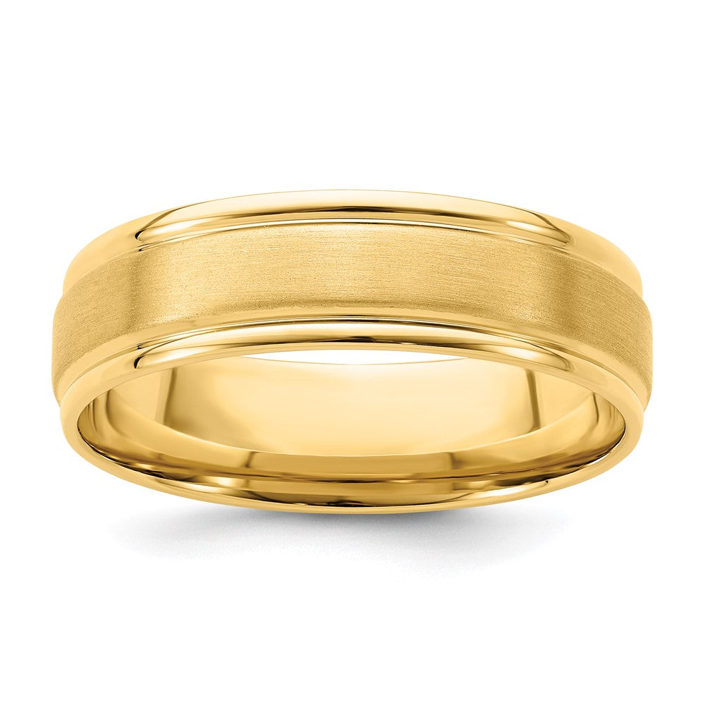 14k Yellow Gold Light Comfort Fit Brush Satin Fancy Band