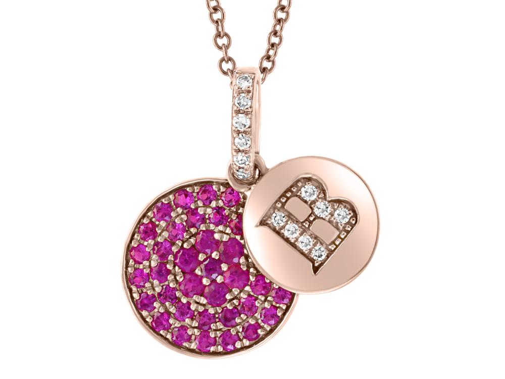 EFFY 14K ROSE GOLD DIAMOND,NATURAL RUBY PENDANT