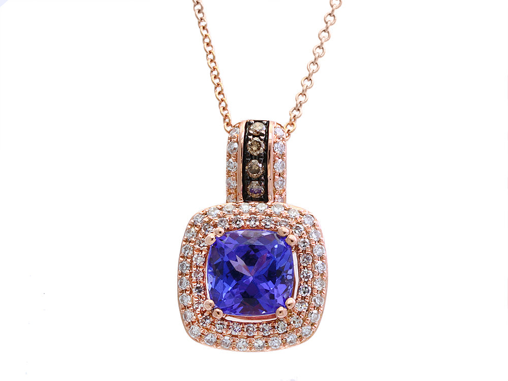 EFFY 14K ROSE GOLD DIAMOND,ESPRESSO DIAMOND,TANZANITE PENDANT