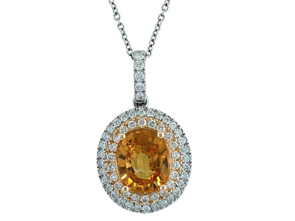 EFFY 14K WHITE and YELLOW GOLD DIAMOND,YELLOW SAPPHIRE PENDANT