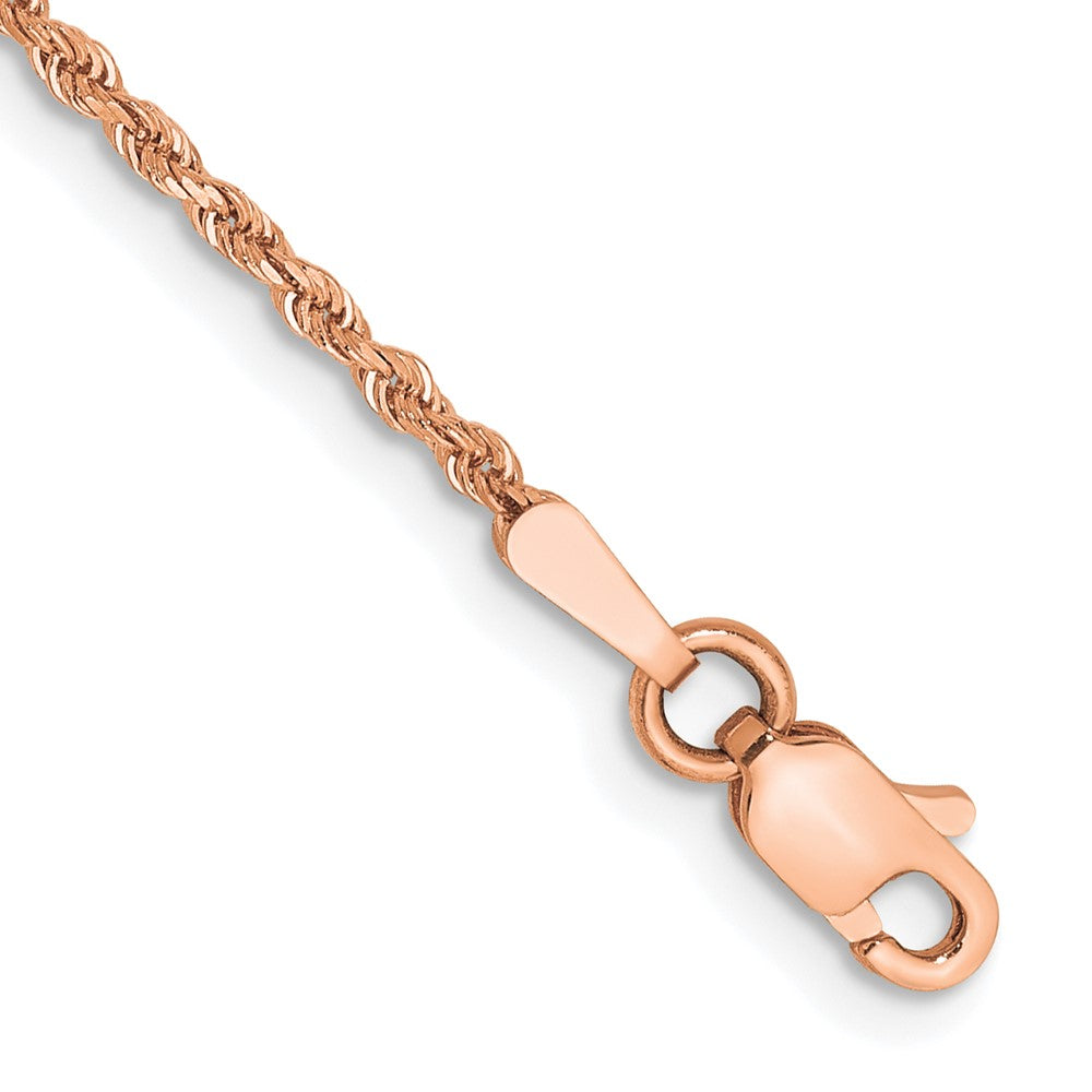 14k Rose Gold 1.75mm Diamond-cut Rope Chain Anklet