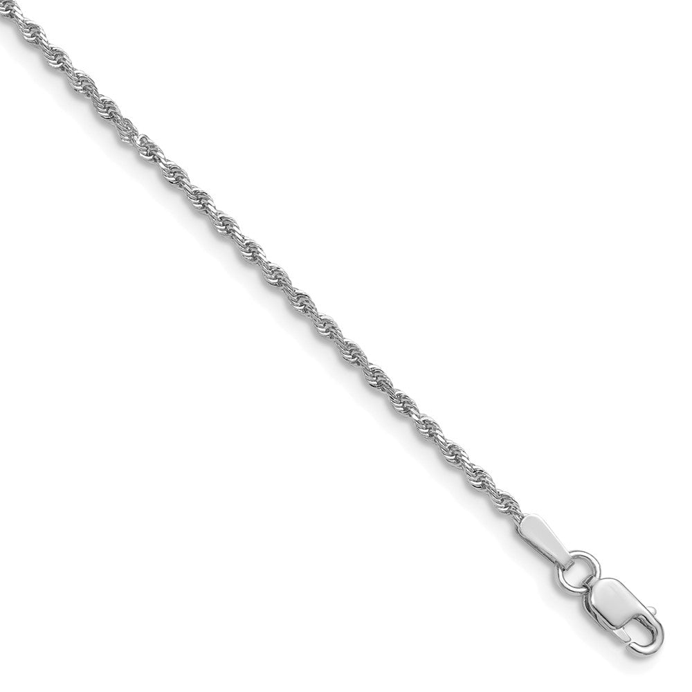 14k White Gold 1.5mm Diamond-cut Rope Chain Anklet