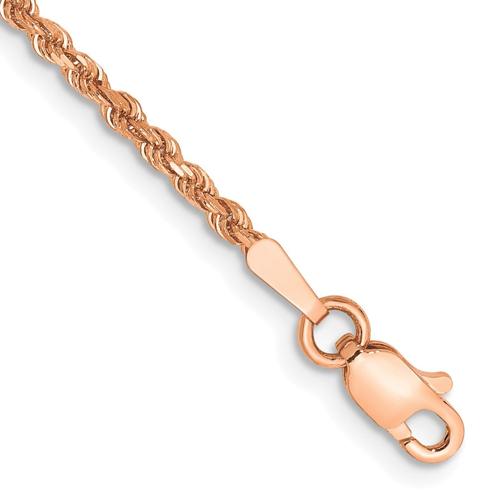 14k Rose Gold 1.75mm Diamond-cut Rope Chain Anklet
