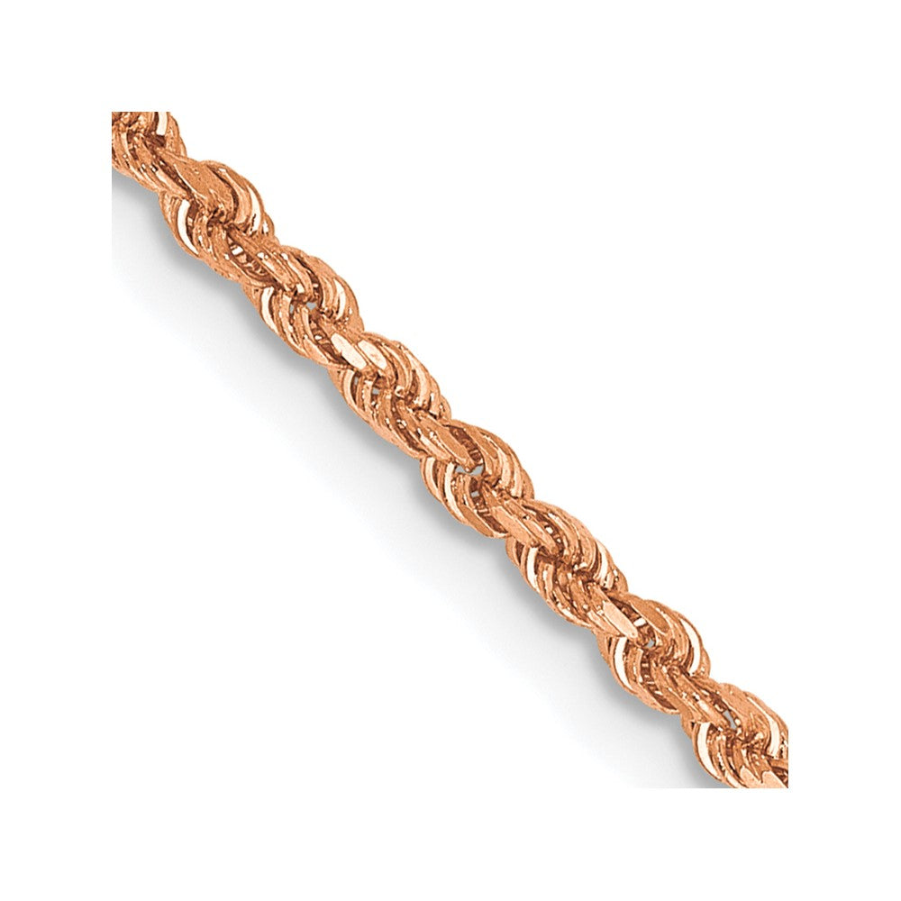 14k Rose Gold 1.75mm Diamond-cut Rope Chain Anklet