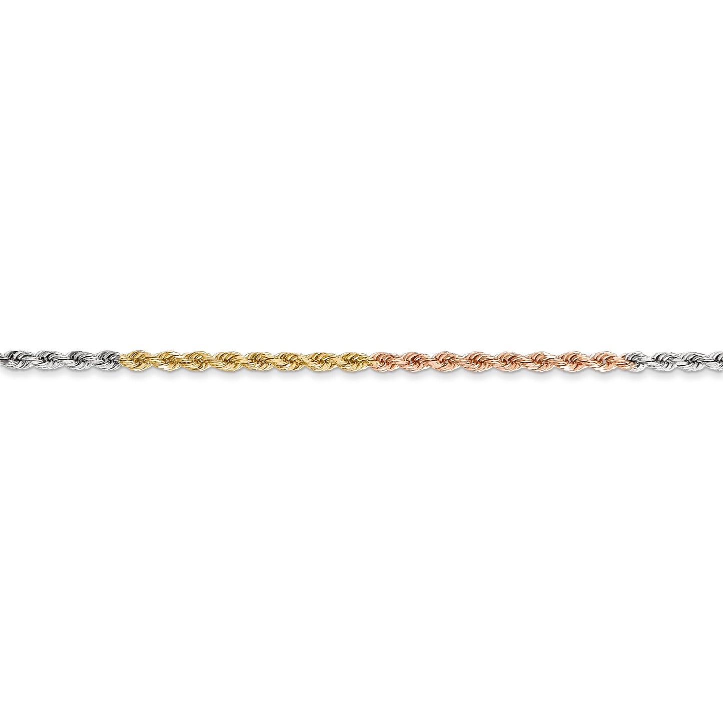 14k Tri-Color 1.75mm D/C Rope Chain
