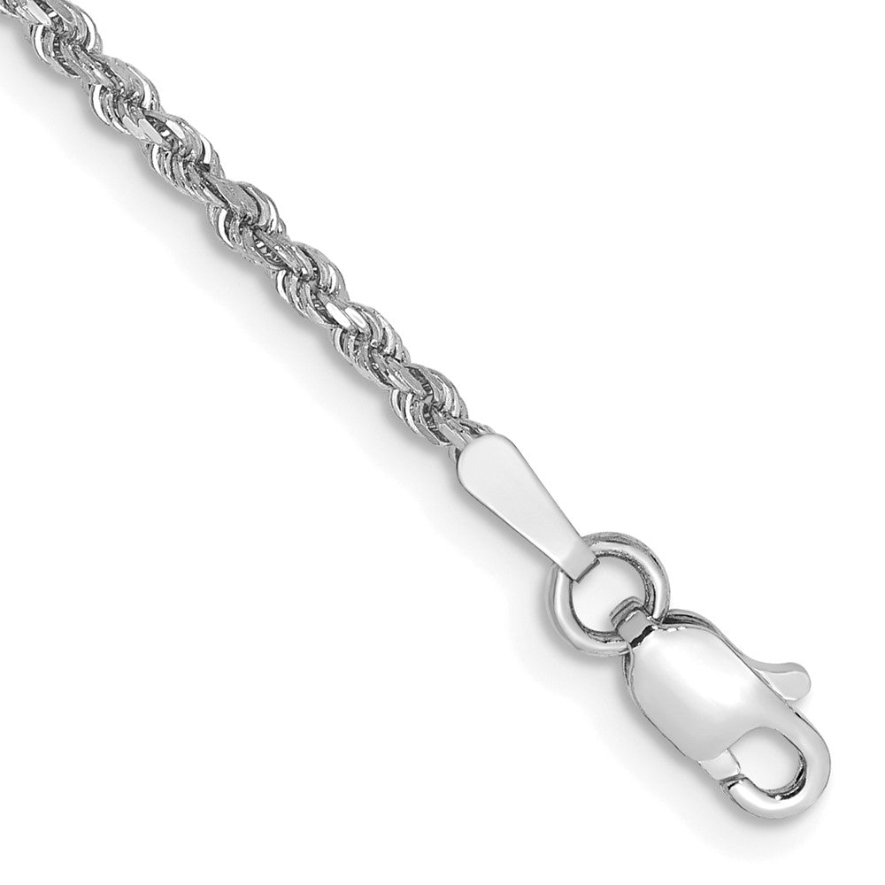 14k White Gold 1.75mm Diamond-cut Rope Chain Anklet