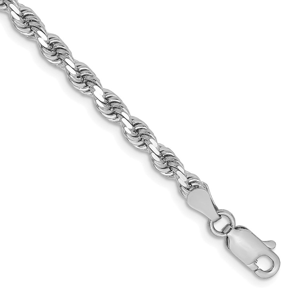 14k White Gold 3.25mm Diamond-cut Rope Chain