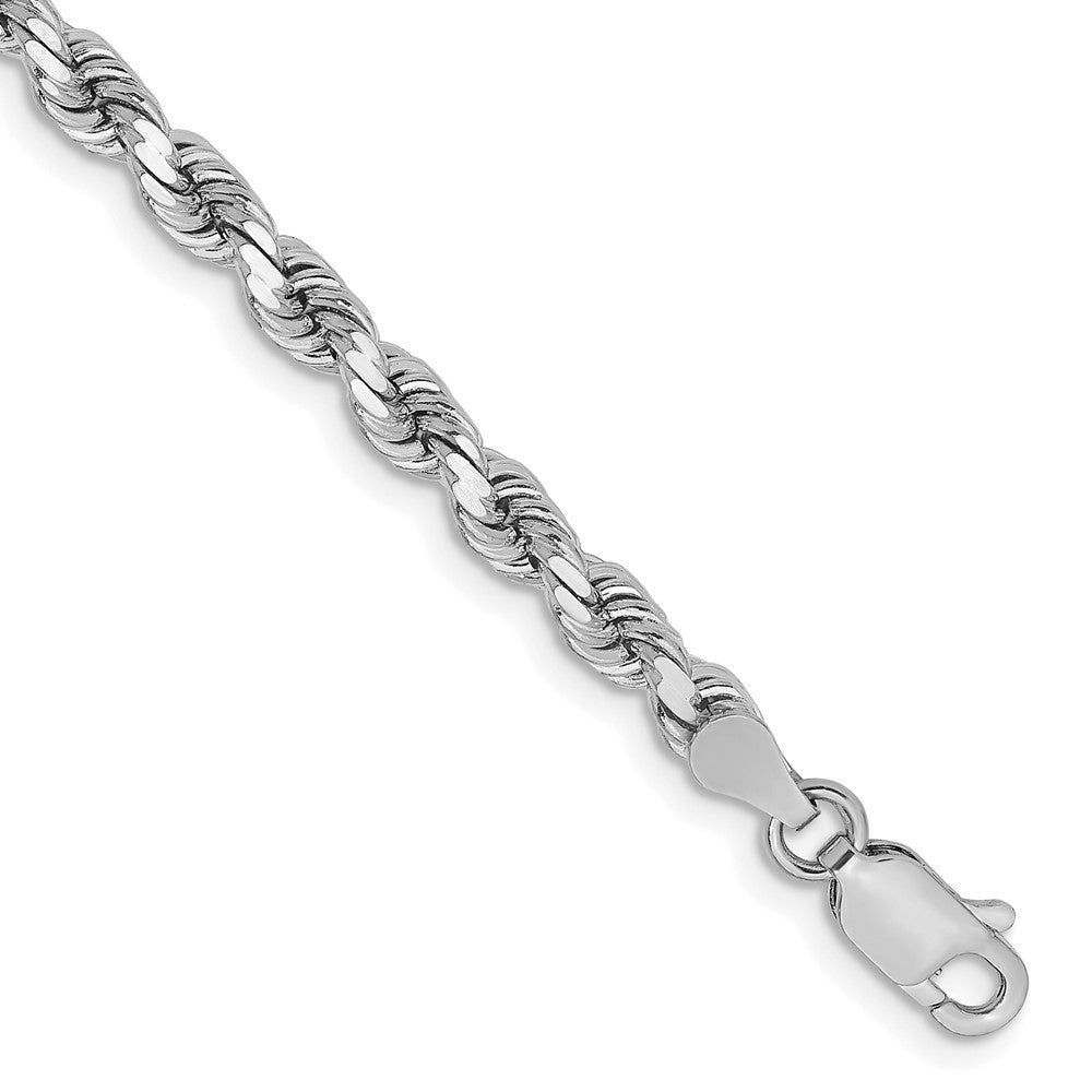 14k White Gold 3.75mm Diamond-cut Rope Chain