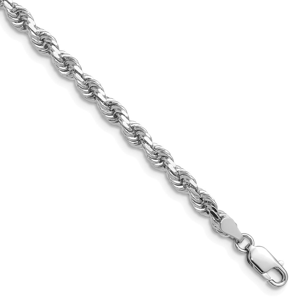 14k White Gold 4.0mm Diamond-cut Rope Chain