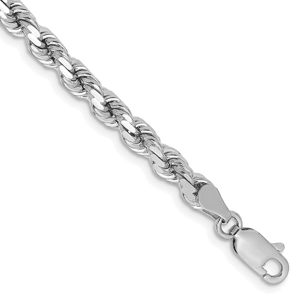 14k White Gold 4.25mm Diamond-cut Rope Chain