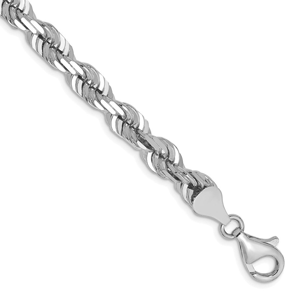 14k White Gold 6.5mm D/C Rope Fancy Lobster Clasp Chain