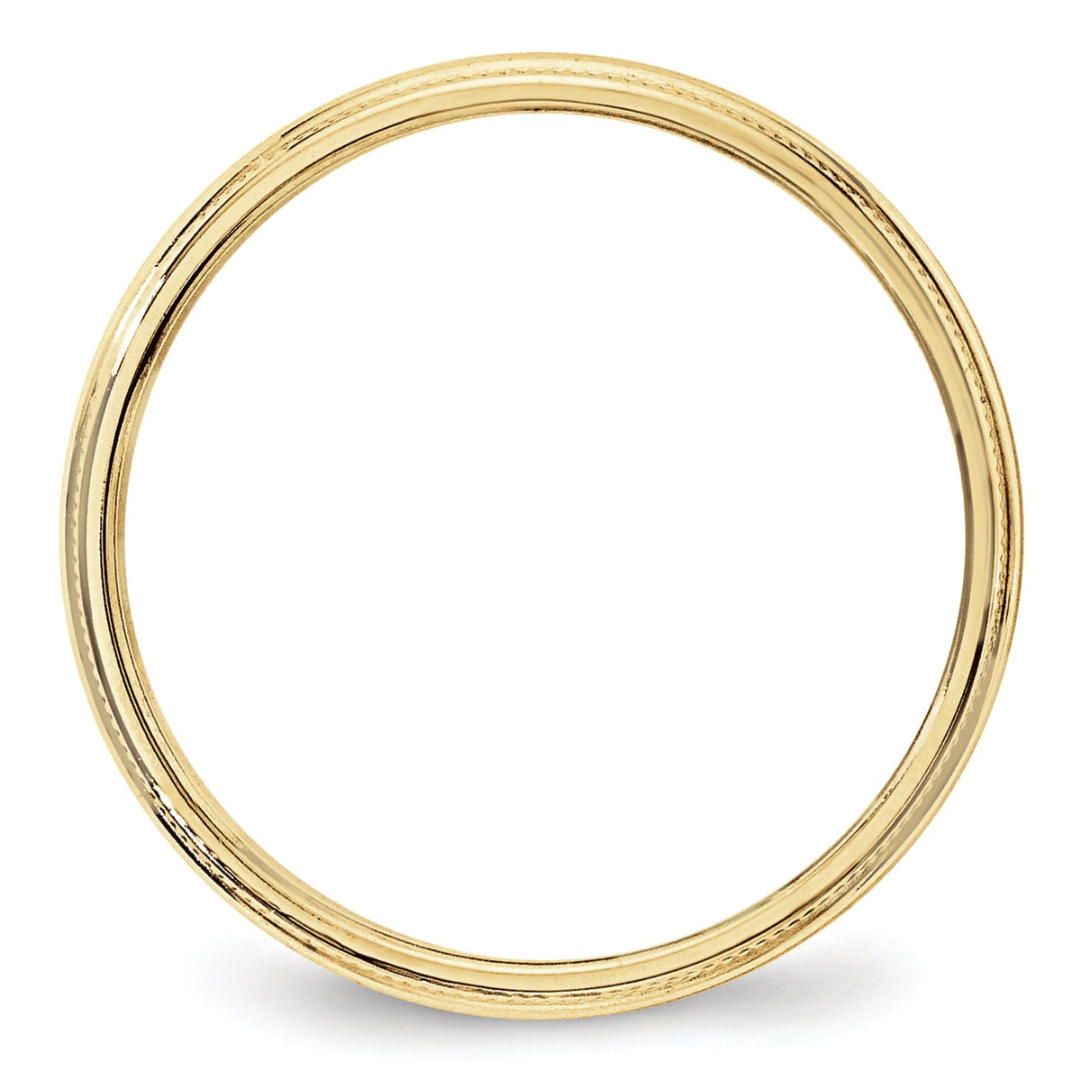 10KY 3mm LTW Milgrain Half Round Band Size 6.5