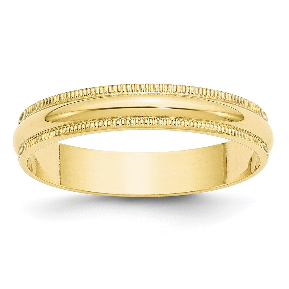 10KY 4mm LTW Milgrain Half Round Band Size 10