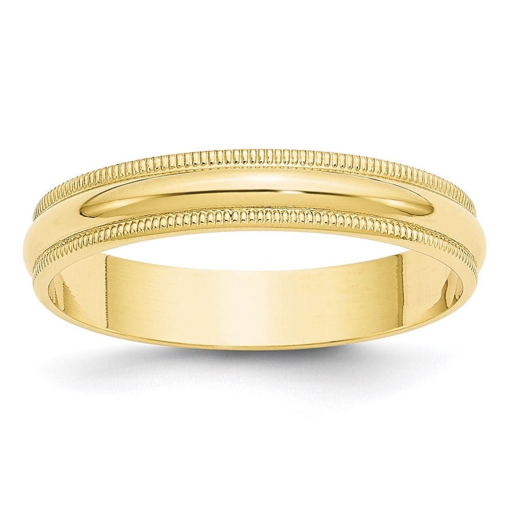 10KY 4mm LTW Milgrain Half Round Band Size 8.5