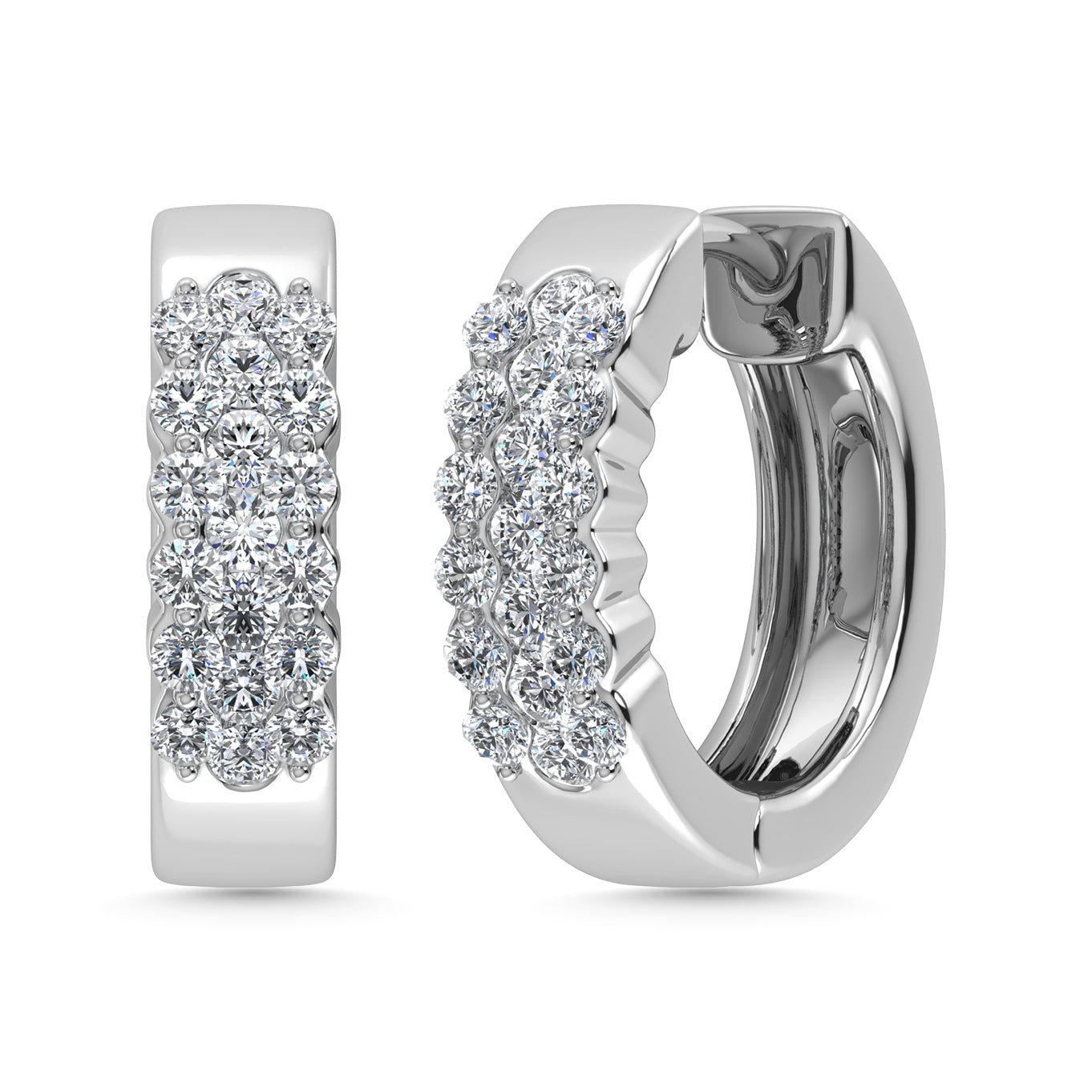Diamond 1/2 Ct.Tw. Hoop Earrings in 14K Yellow Gold