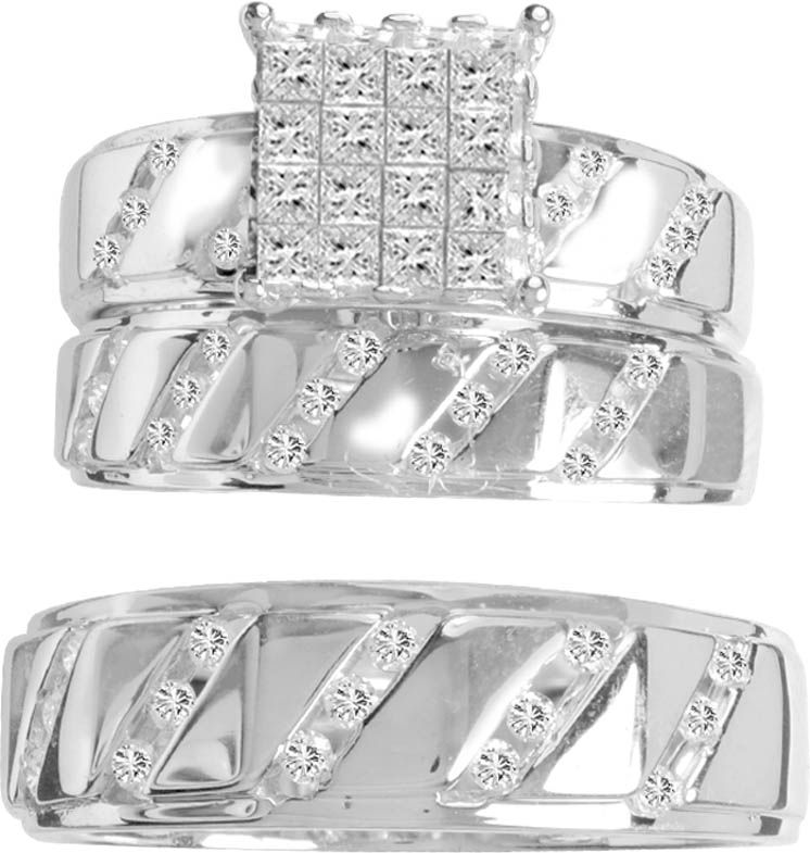 14K  1.02CT  Diamond  TRIO  SET