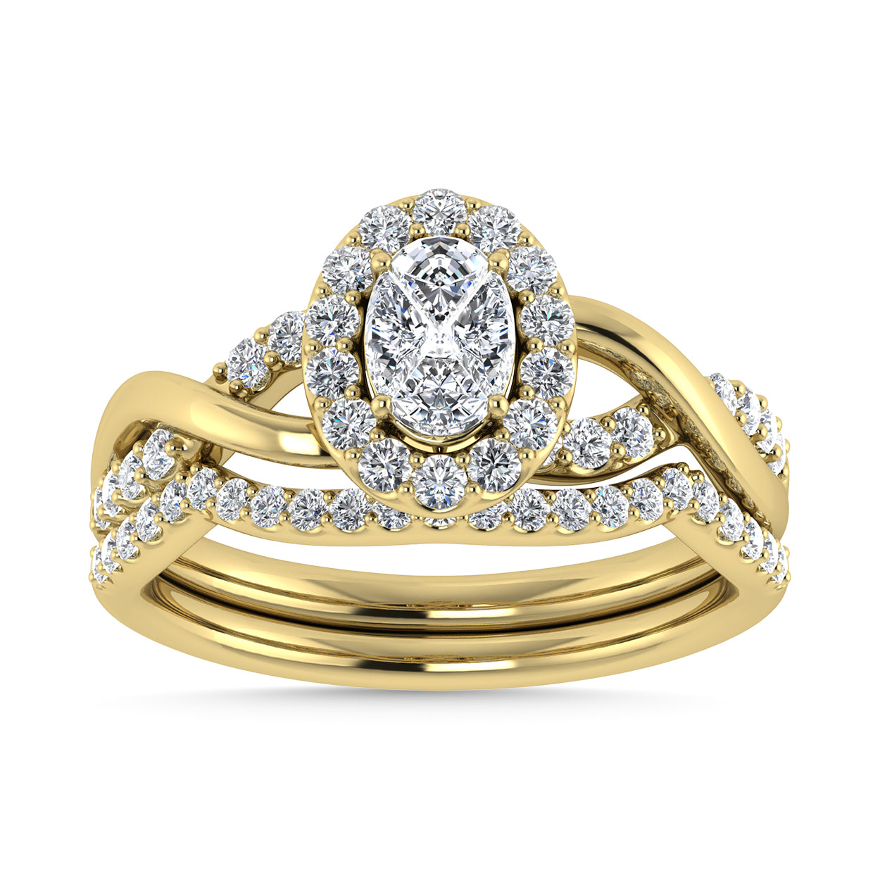 Diamond 1 Ct.Tw. Cushion Shape Bridal Ring in 14K Yellow Gold